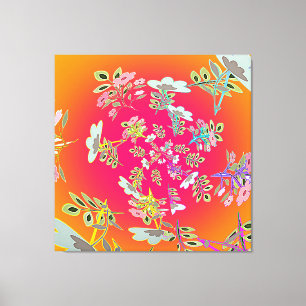 Yellow Pink Circle Of Floral Bouquets Canvas Print