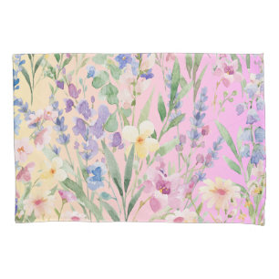Yellow Pink Colorful Flowers Pillow Case