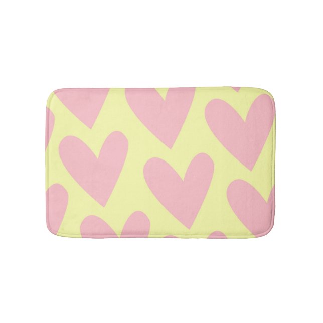Yellow Pink Cute Simple Heart Y2K Pattern  Bath Mat (Front)
