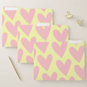 Yellow Pink Cute Simple Heart Y2K Pattern  File Folder