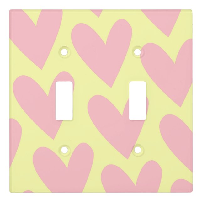 Yellow Pink Cute Simple Heart Y2K Pattern  Light Switch Cover (Front)