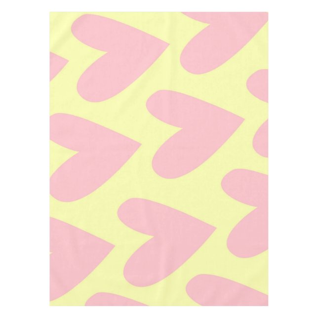 Yellow Pink Cute Simple Heart Y2K Pattern  Tablecloth (Front)