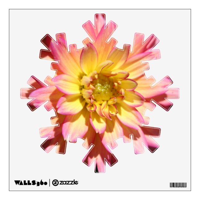Yellow Pink Dahlia Flower Wall Decal (Front)