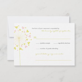 Yellow Pink Dandelions Love Wedding Rsvp Card by fatfatin_blue_knot at Zazzle