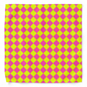 Yellow Pink Diamond Checker Pattern Bandana