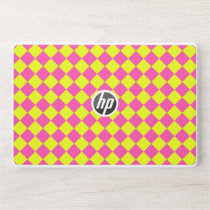 Yellow Pink Diamond Checker Pattern HP Laptop Skin