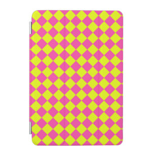 Yellow Pink Diamond Checker Pattern iPad Mini Cover