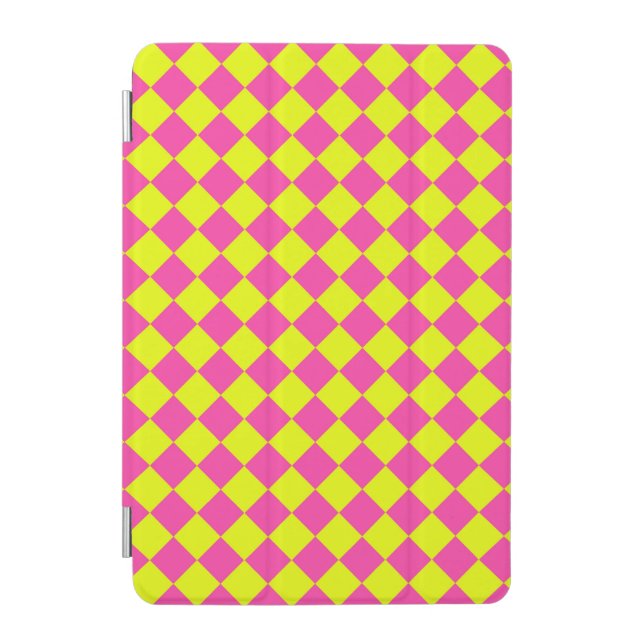 Yellow Pink Diamond Checker Pattern iPad Mini Cover (Front)