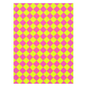Yellow Pink Diamond Checker Pattern Tablecloth