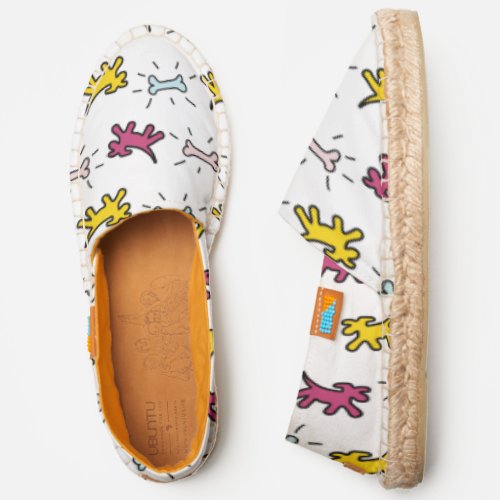 Yellow Pink Dogs Bones Graffiti Style pattern Esp Espadrilles