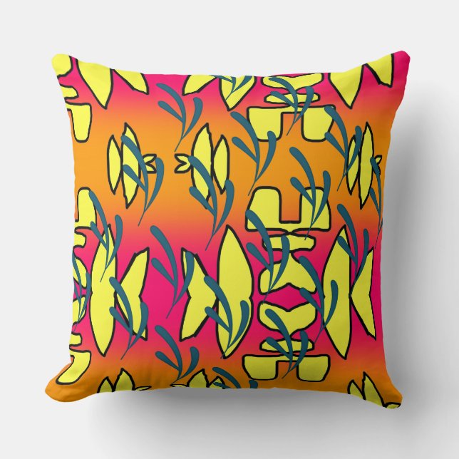  Yellow Pink Embellished Images Throw Pillow (Front)