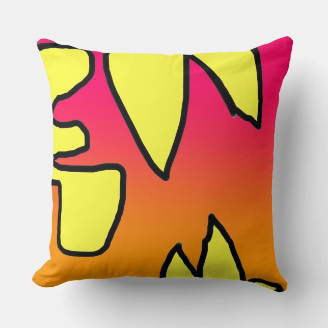  Yellow Pink Embellished  Throw Pillow (Front)