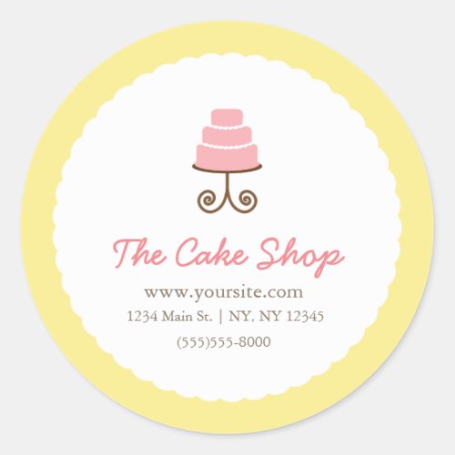 Yellow  Pink Fancy Cake Bakery Sticker Label