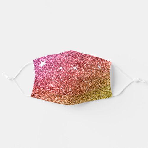Yellow Pink Faux Glitter Sprinkles Gradient Star Adult Cloth Face Mask
