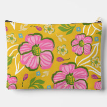 Yellow Pink Floral Crafter's Accessory Pouch