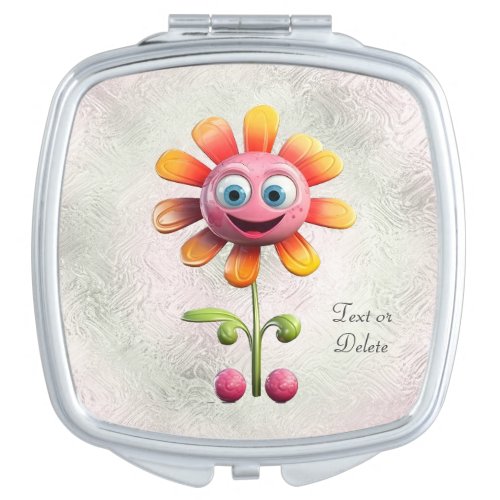 Yellow Pink Flower Compact Mirror