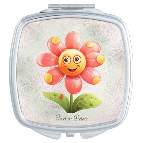 Yellow Pink Flower Compact Mirror