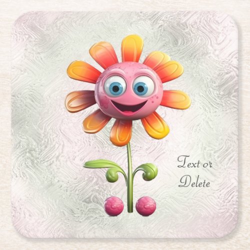 Yellow Pink Flower Paper Coaster