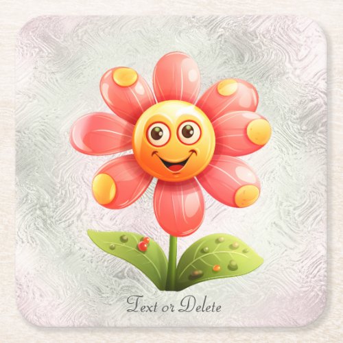 Yellow Pink Flower Paper Coaster