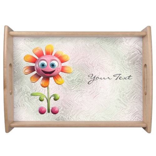 Yellow Pink Flower Serving Tray
