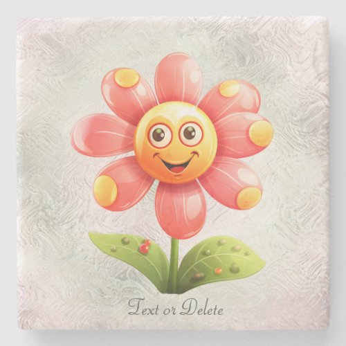 Yellow Pink Flower Stone Coaster