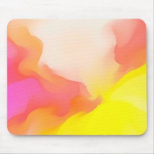 Yellow Pink Fluid Color Burst Mouse Pad