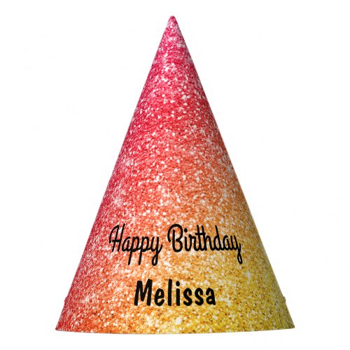 Yellow Pink Gold Birthday Glitter Party Hat