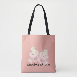 Yellow Pink Grandma Mom Aunt Sister of Twins Tote Bag