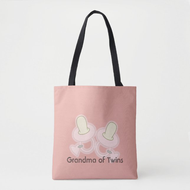 Yellow Pink Grandma Mom Aunt Sister of Twins Tote Bag (Front)