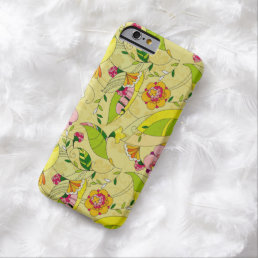 Yellow Pink &amp; Green Art-Deco Floral Design Barely There iPhone 6 Case