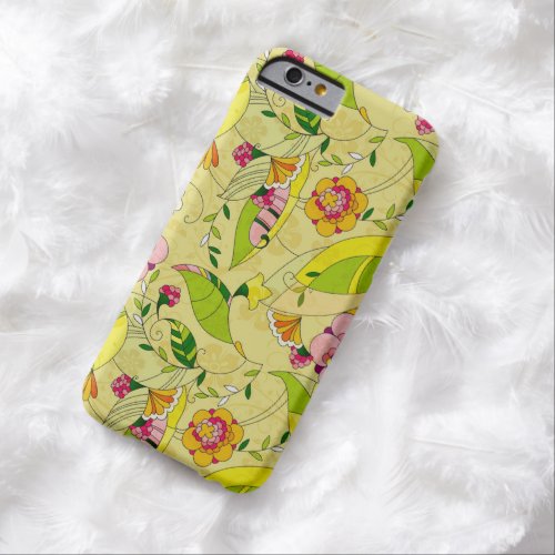 Yellow Pink  Green Art_Deco Floral Design Barely There iPhone 6 Case