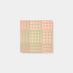 Yellow Pink Green Checker Patchwork Pattern Post-it Notes