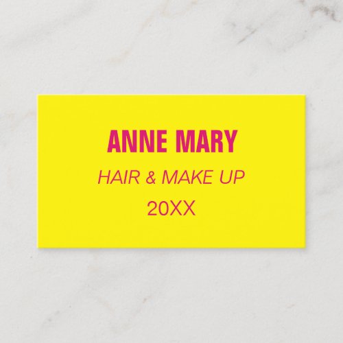 Yellow Pink Hair Makeup Salon Artist Spa Custom Business Card