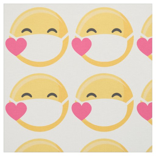 Yellow Pink Heart Face Mask smiling emoji Fabric