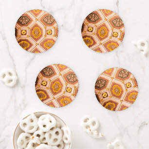 Yellow Pink Hungarian Architecture Coaster Set