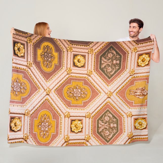 Yellow Pink Hungarian Ceiling Fleece Blanket (In Situ)