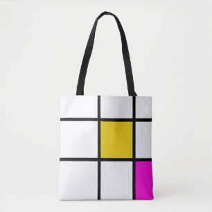 Yellow Pink Mondrian Style Tote Bag