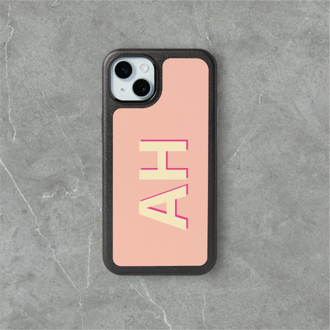 Yellow Pink Monogram Bold iPhone 15 Plus Case (Creator Uploaded)