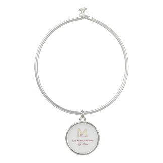 yellow pink monogram name love city marron trendy  bangle bracelet