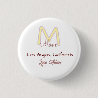 yellow pink monogram name love city marron trendy  button