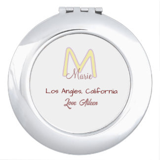 yellow pink monogram name love city marron trendy  compact mirror