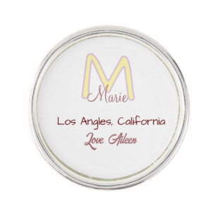 yellow pink monogram name love city marron trendy  lapel pin