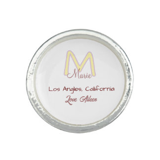 yellow pink monogram name love city marron trendy  ring