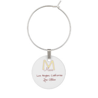 yellow pink monogram name love city marron trendy  wine charm
