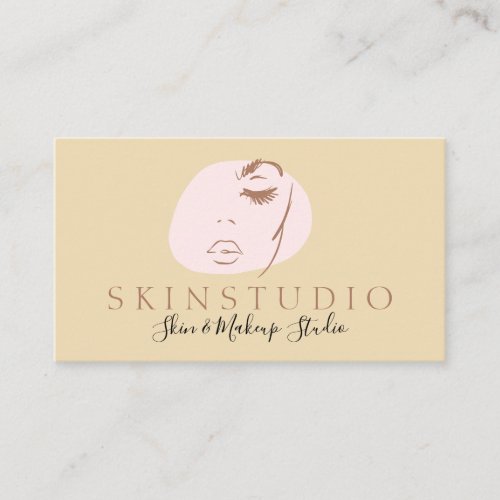 Yellow Pink Neutral Aesthetic Face Beauty Skin Business Card