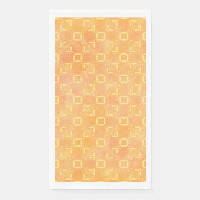 Yellow, Pink, & Orange Abstract Squares Pattern Paper Guest Towels (Front)