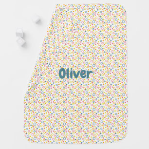  Yellow Pink Orange Aqua Circles and Dots Baby Blanket