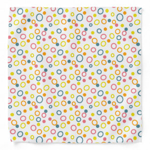  Yellow Pink Orange Aqua Circles and Dots Bandana