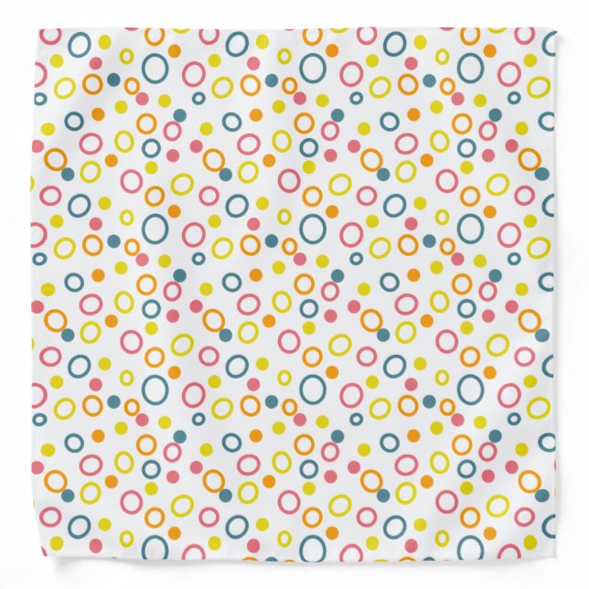  Yellow Pink Orange Aqua Circles and Dots Bandana (Front)
