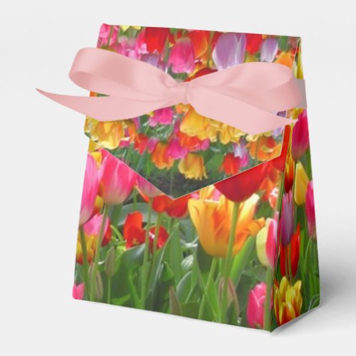 Yellow pink orange red tulips favor boxes